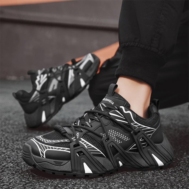 Outdoor Men's Running Shoes Spring Autumn Fashion Cross Tied Platform Sneakers Comfortable Height Increase Non Slip Casual Shoes