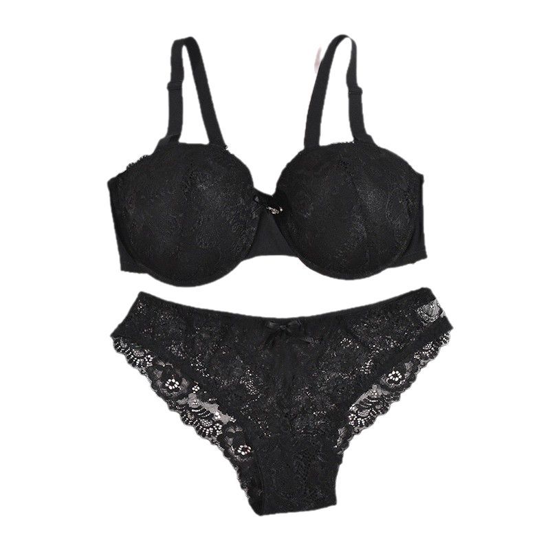 Damski Zestaw Koronkowej Bielizny Plus Size z Fiszbinami, Seksowny Push-up i Oddychający, na Duży Biust, Mała Bielizna