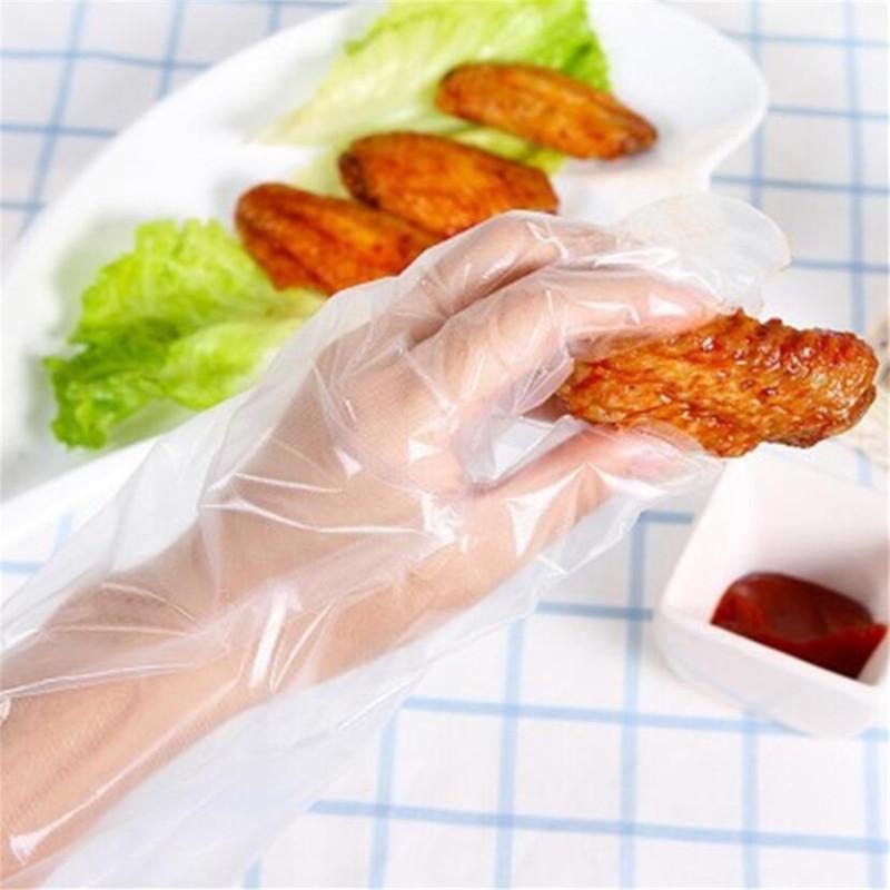 100pcs/Lot Disposable Gloves One-off Plastic Gloves Restaurant BBQ Transparent Eco-friendly PE Gloves Kitchen Garden accessories
