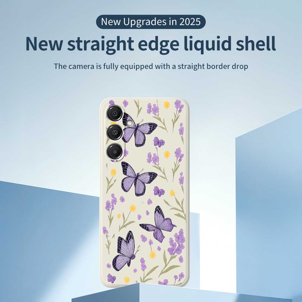 For Samsung Galaxy A16 5G/4G Case Purple Butterflies Pattern Printing Straight Edge TPU Phone Back Cover