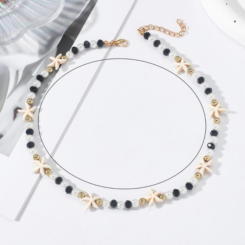 Beach Vacation Jewelry Delicate Ocean Beads Necklace Comfortable Neck Jewelry Suitable for a Marine Inspired Outfit