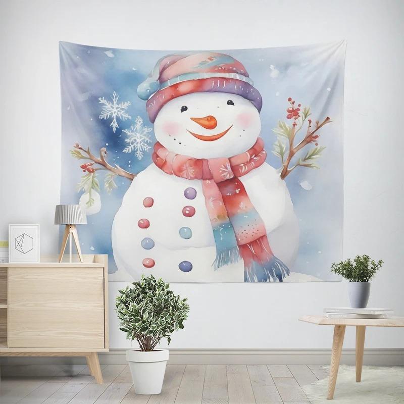 Christmas New Year Snowman Pattern Tapestry Living Room Sofa Car Interior Decorative Tapestry