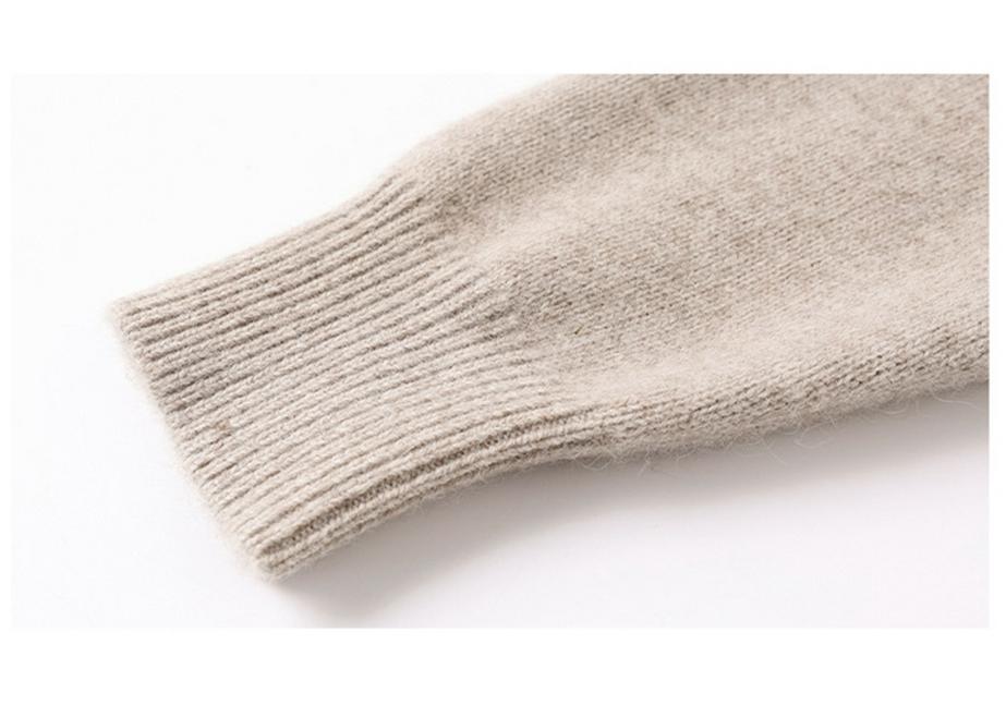 Women's Cashmere Sweater: Autumn/Winter Wool Knitwear, New Style, Thickened Base Layer, Semi-High Collar with Ruffles.