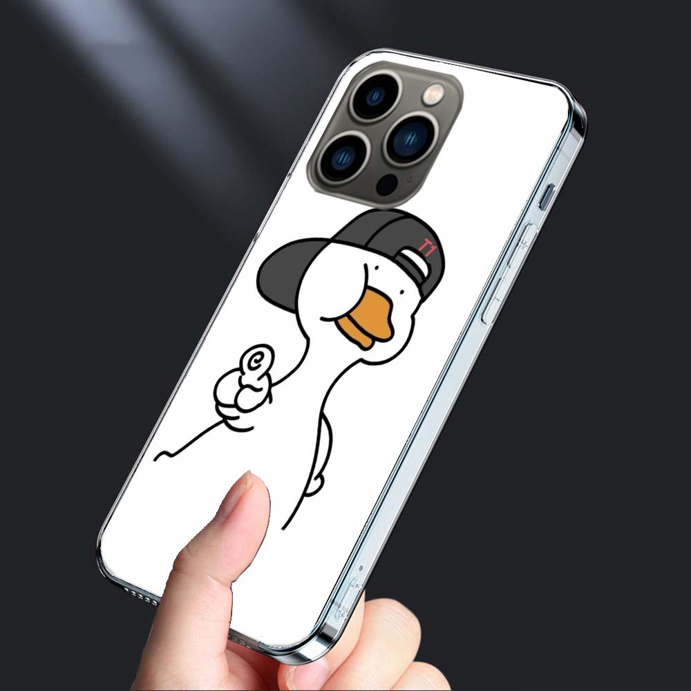 Cute Cartoon Duck Phone Case For Iphone 16E 15 Pro 14 Plus 17E 16 17 Pro Max Air 11 12 13 Mini Shockproof Capa Cute Cover TPU