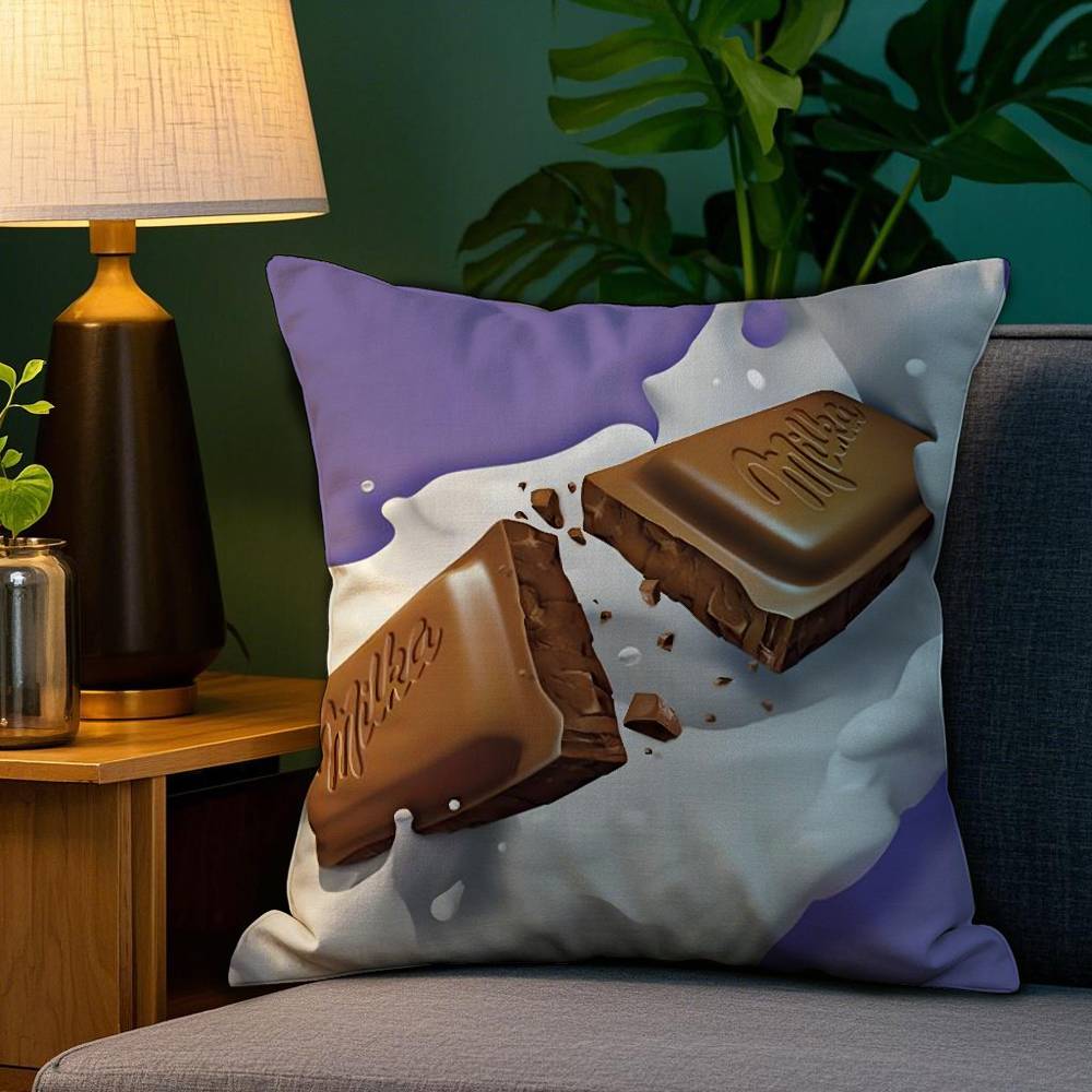 Lustiger Milka Lila Kissenbezug Plüschstoff Weich Beidseitiger Druck Sofakissenbezug Dekokissenbezüge