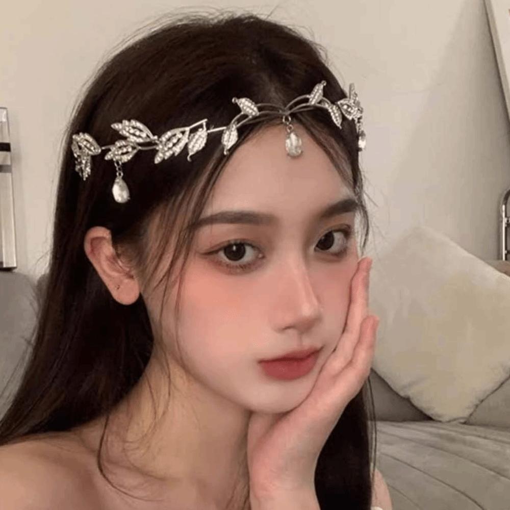 Exquisite Crystal Forehead Accessory Elegant Bride Shiny Hair Hoop Elf Rhinestone Headband Wedding