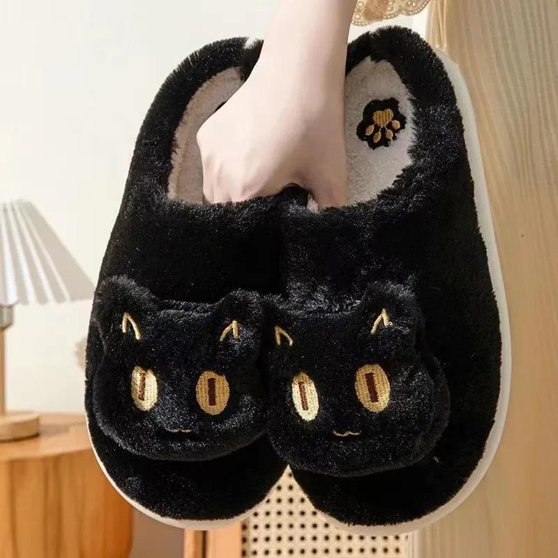 Women's Cotton Slippers  Cotton Slippers Plush Cartoon Warm Comfort Couple Home Thick Soled Lovely Non Slip Slippers Cat 2025
