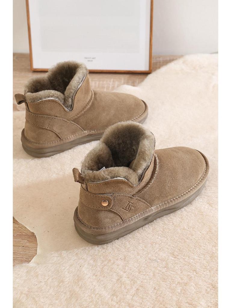 2023 Neue Winter-Schneestiefel für Damen mit dicker Sohle, Fell und Samt, rutschfeste und warme Baumwollschuhe.