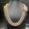 Hip Hop Jewelry 15mm Width Women Mens Heavy Strong Cuban Necklace 18k Gold Plated Bling Iced Out CZ Prong Cuban Link Chain