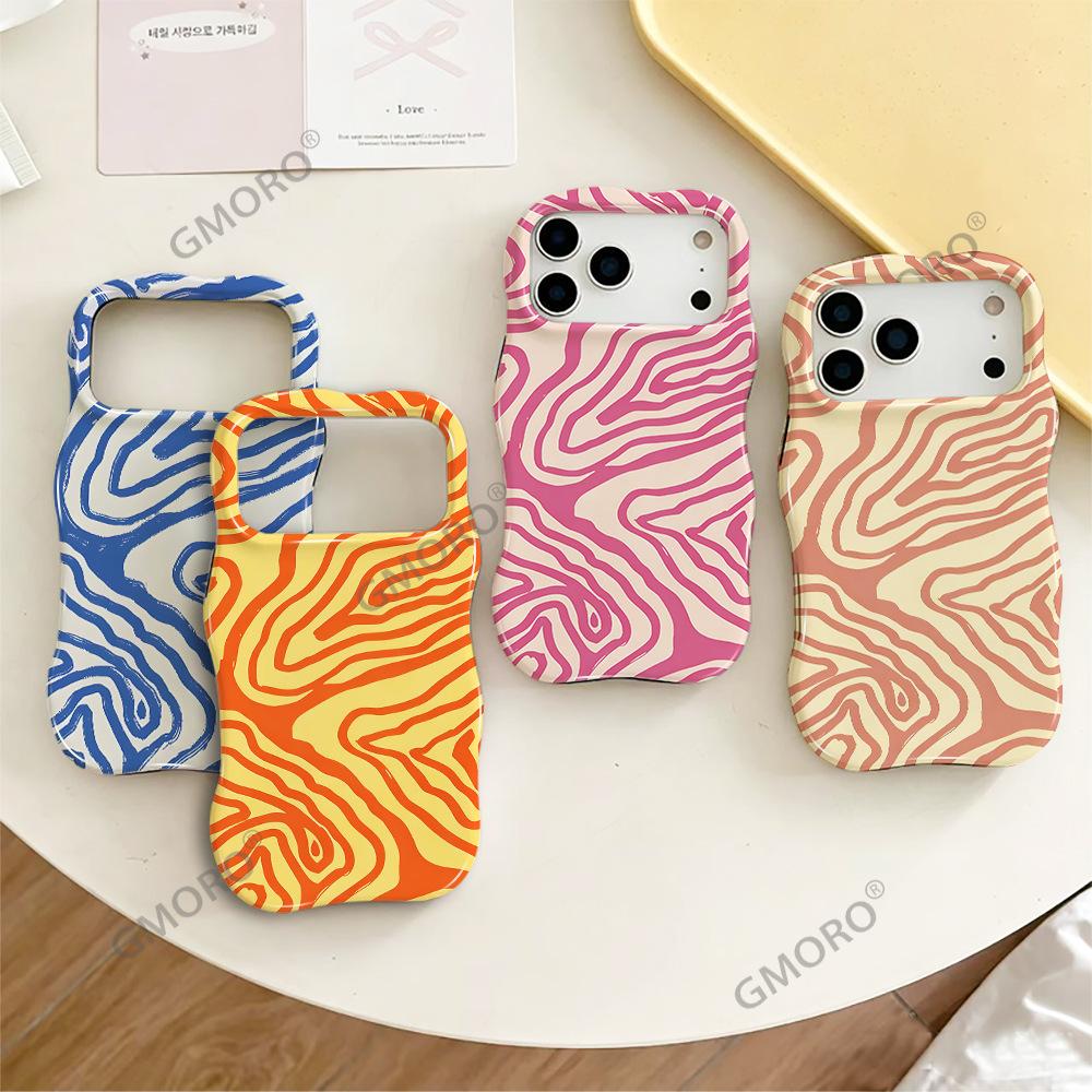 Vintage American Style Abstract Lines Mobile Phone Case iPhone15 Amazon Wave Film 2-in-1 Apple 17