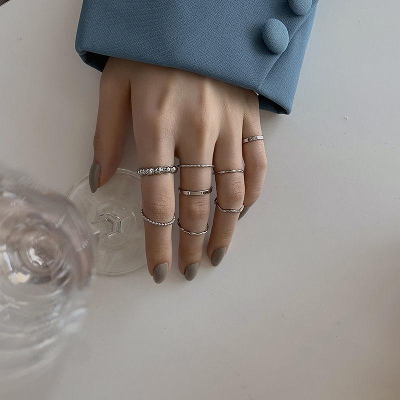 8Pcs Fashion Jewelry Rings Set Metal Hollow Round Opening Women Finger Ring for Girl Lady Party Wedding Gifts