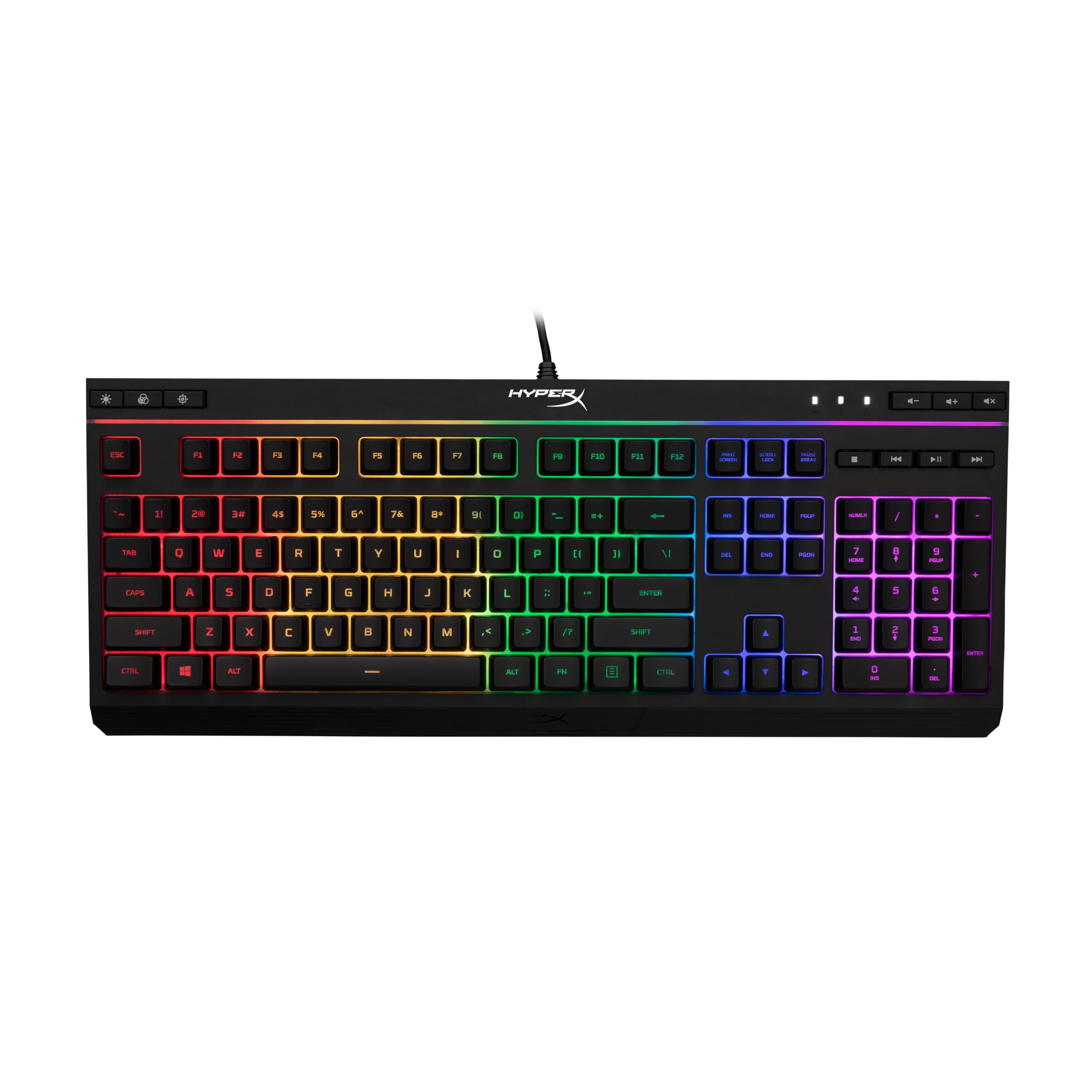 

HyperX Alloy Core RGB Membrane Gaming Keyboard Comfortable and Quiet Silent Keys with RGB LED Spill Dedicated Media Compatible with Windows Black - -