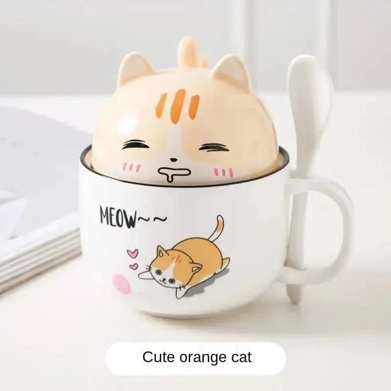 350ml Kawaii Kubek Shiba Inu Uroczy Kreskówkowy Ceramiczny Kubek z Pokrywką i Łyżeczką Kubki na Kawę Mleko Herbatę Śniadaniowe Filiżanki Naczynia do Picia Prezenty