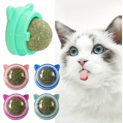 Natürliche Katzenminze Katze Drehbarer Wandball Spielzeug Leck-Snacks Gesunde Ernährung Zahnreinigung Haustierbedarf Aufklebbar Entfernt Bälle