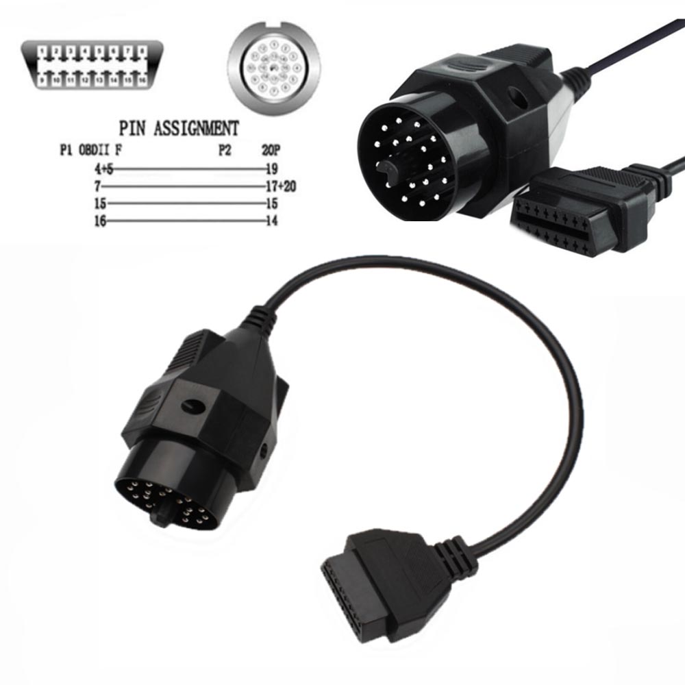 

1 шт. Автомобильный OBD-удлинитель OBD II Адаптер для BMW 20-контактный на OBD2 16-контактный разъем мама e36 e39 X5 Z3 для BMW 20pin на 16pin