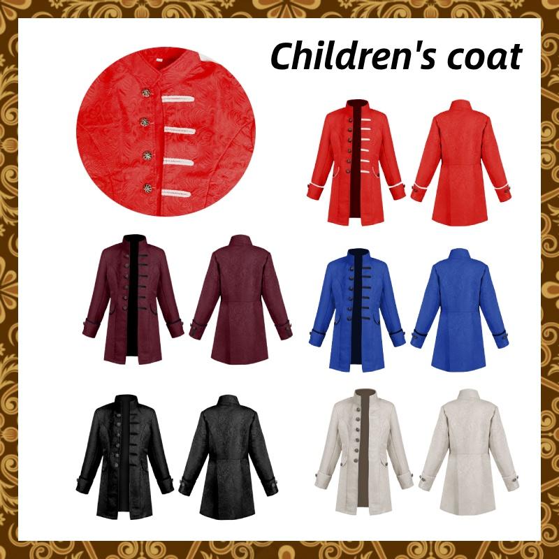 2022 New Fashion European And American Boys' Formal Coat In Solid Color Stylish Steampunk Retro Stand Collar