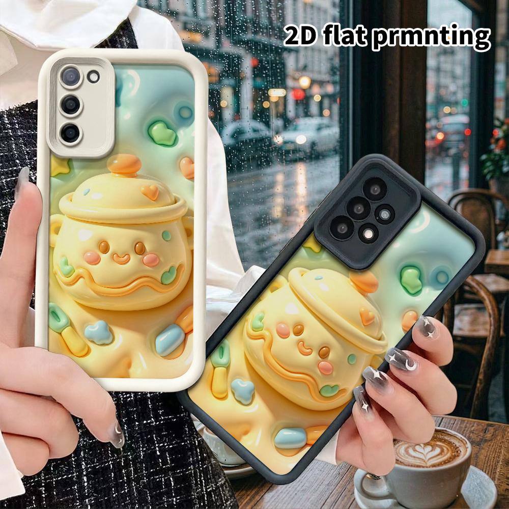 Phone Case: 2D flat design suitable for Samsung Galaxy A34 A35 M05 M06 S20 S22 S21 FE Plus 5G protective case, smiley little stew pot, perfect Christm