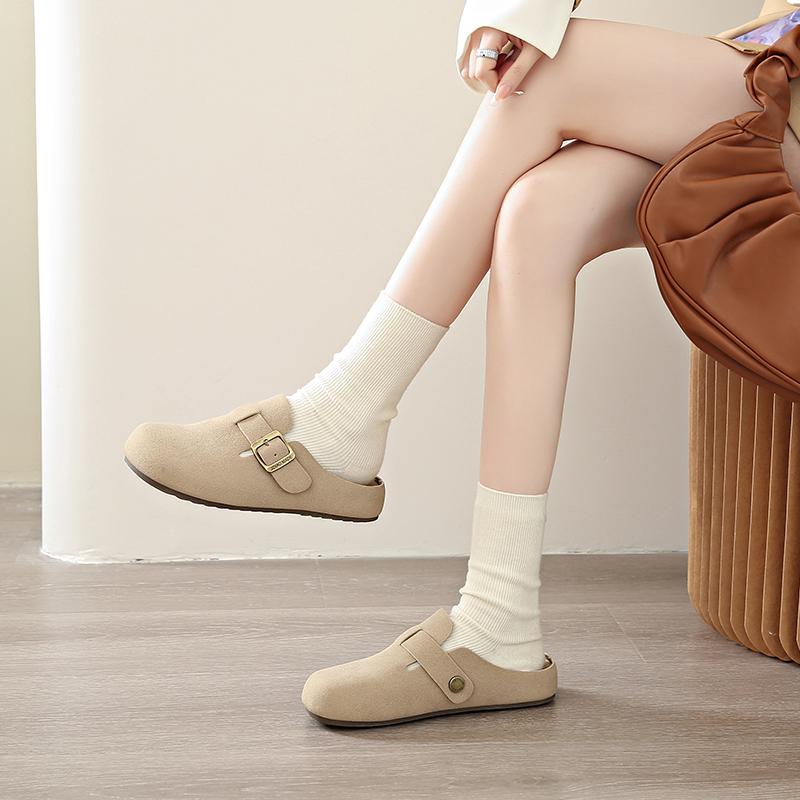 CRLAYDK Women's Footbed Comfortable Slip On Mules House Slippers With Arch Support Ladies Suede Backless Casual Slides Shoes