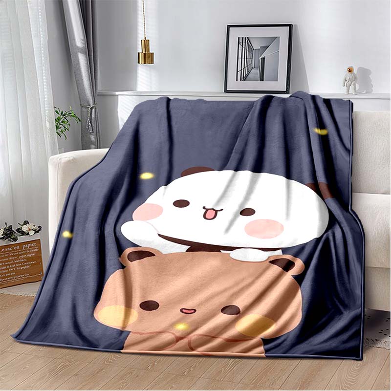 Cute Bubu and Dudu Series Blanket Cartoon Print Kids Warm Flannel Soft Comfortable Home Travel Blanket Bed Blanket Birthday Gift