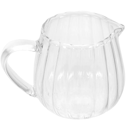 

NUOLUX Heat-Resistant Glass Milk Pitcher, 5.3 oz., Mini Milk Jug, Coffee Creamer, Sauce Pot, for Latte Art, Clear, Small, 1-Piece Set