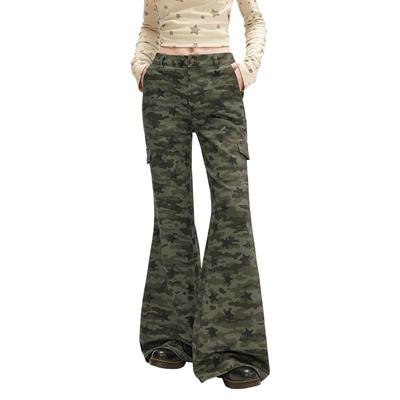 Women's Camouflage Low-Waist Flared Cargo Pants
