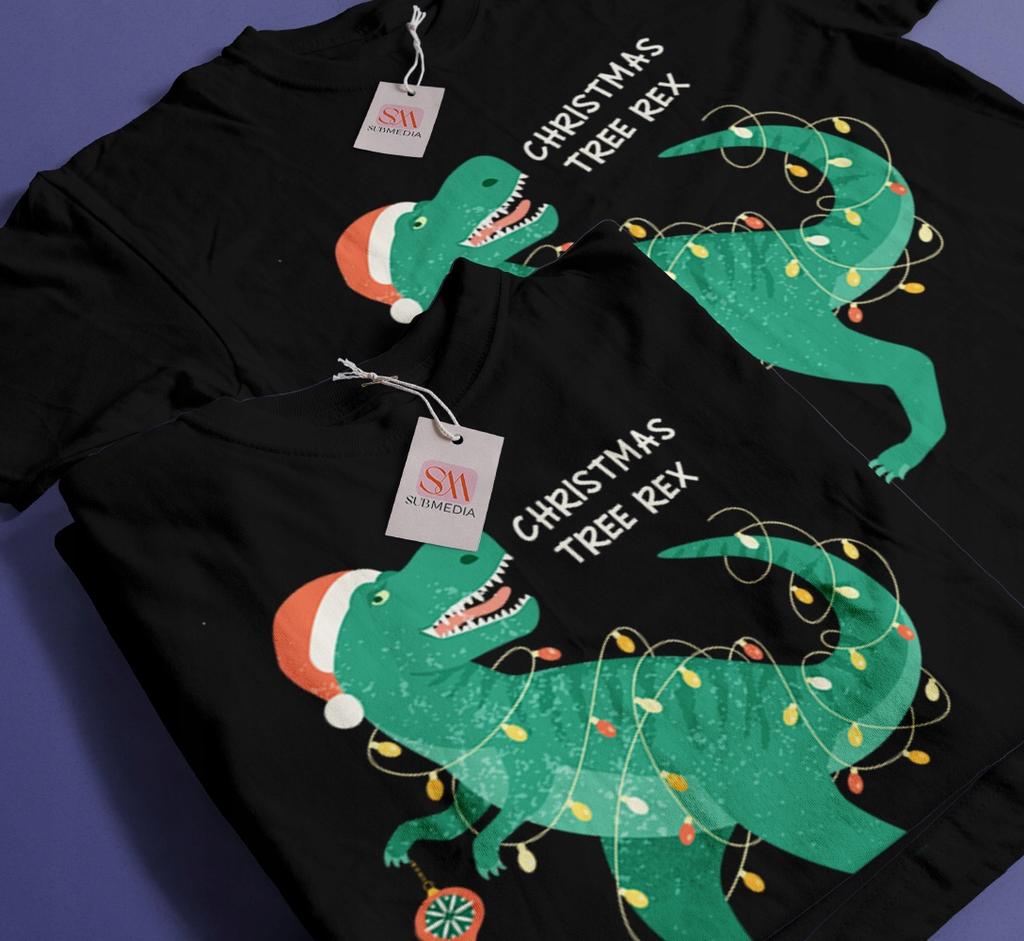 Koszulka Świąteczna Dinozaur Christmas Dino Prezent Mikołajki Klasowe L