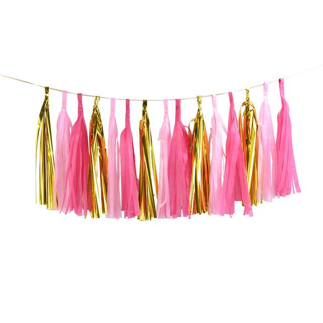 15-Piece Paper Tassel and PET Ribbon Set for Birthday Party Decorations