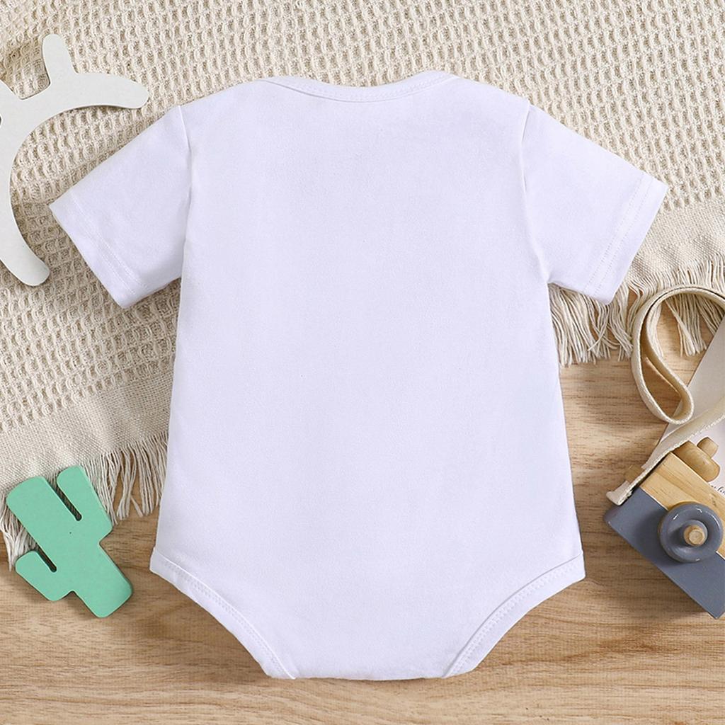 1-18 Months Baby “Wilder Than The West” Print Cotton Bodysuit Short Sleeve Jumpsuit Onesie