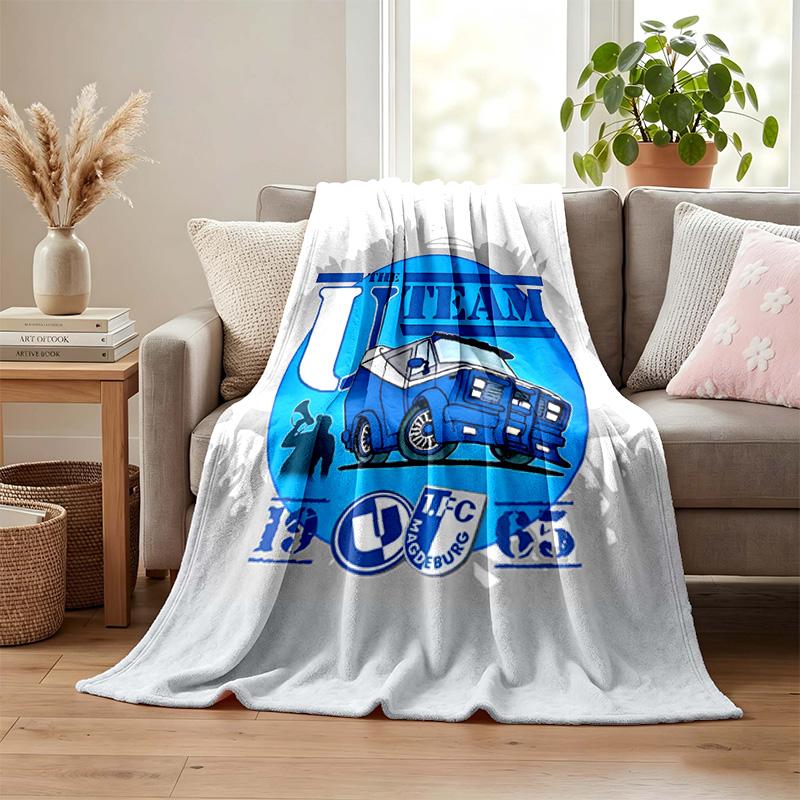 1. FC Magdeburg Decke Flanelldecke Weiche Gemütliche Plüschdecke für Sofa Bett Leichte Heimdekoration