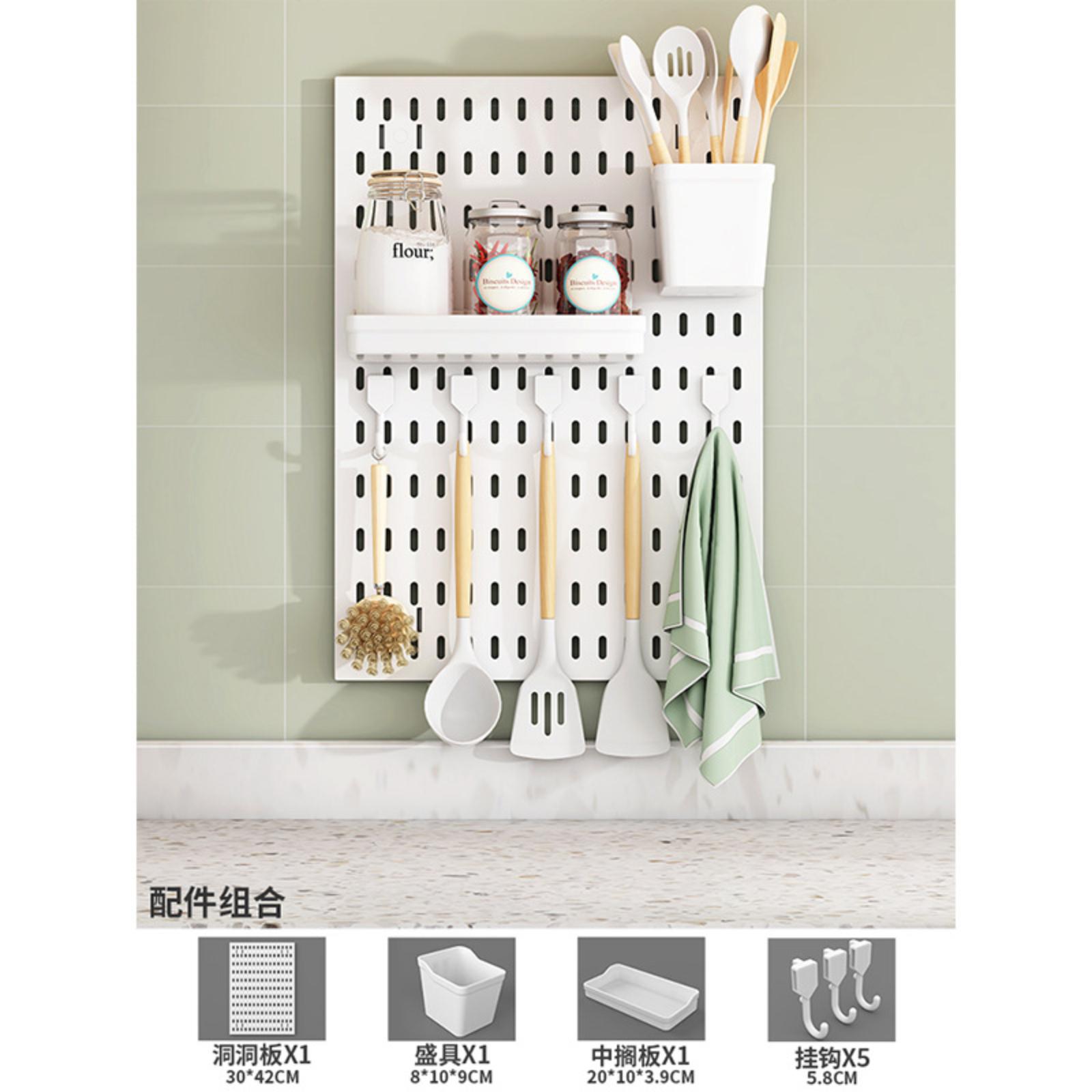 

Pegboard Storage Shelf for Kitchen and Bathroom Multi Functional Pegboard Accessories No Drilling Required Wall Mounted Organizer Rack One Size белый