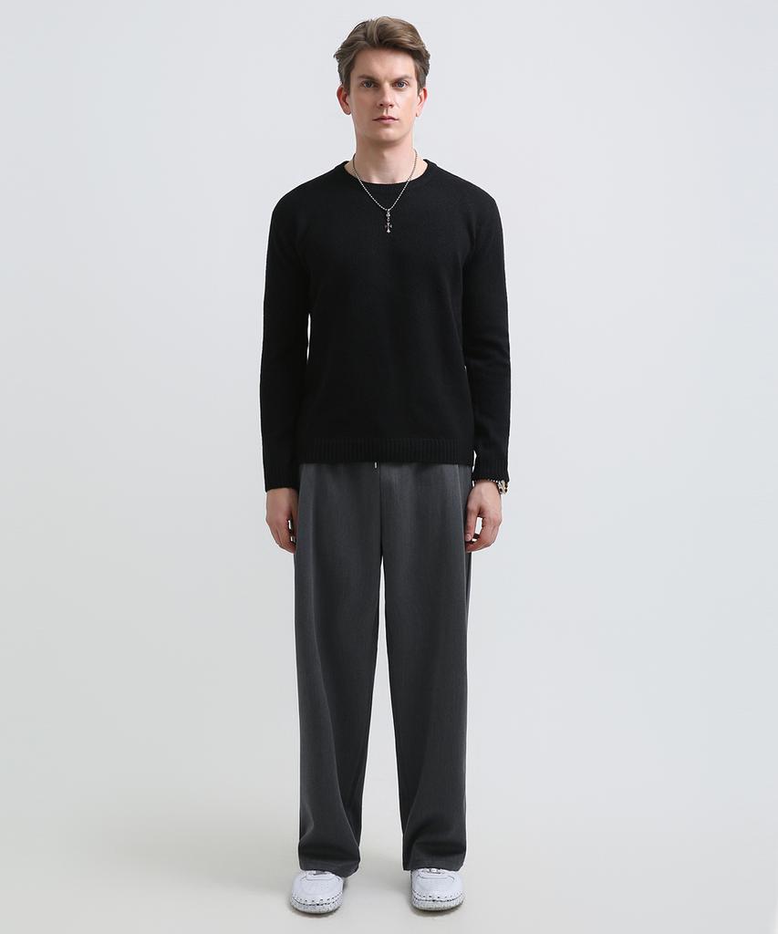 Seuteulaikeu Fine Blend Classic Crew Neck Knit (Black)