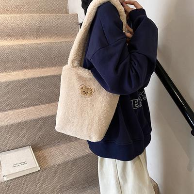 2025 Autumn and Winter New High-value Plush Bag Bucket Bag Large-capacity Portable Shoulder Bag Tote Bag Women's Fashion