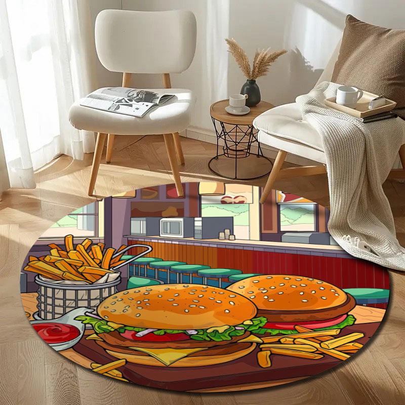 Decorative Round Fox Multicolor Rug Pad, Non-Slip Floor Mat for Family Room