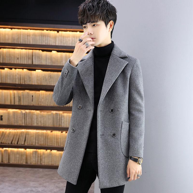 Men's Mid-Length Wool Coat: Autumn/Winter Korean Style Casual Trench Jacket