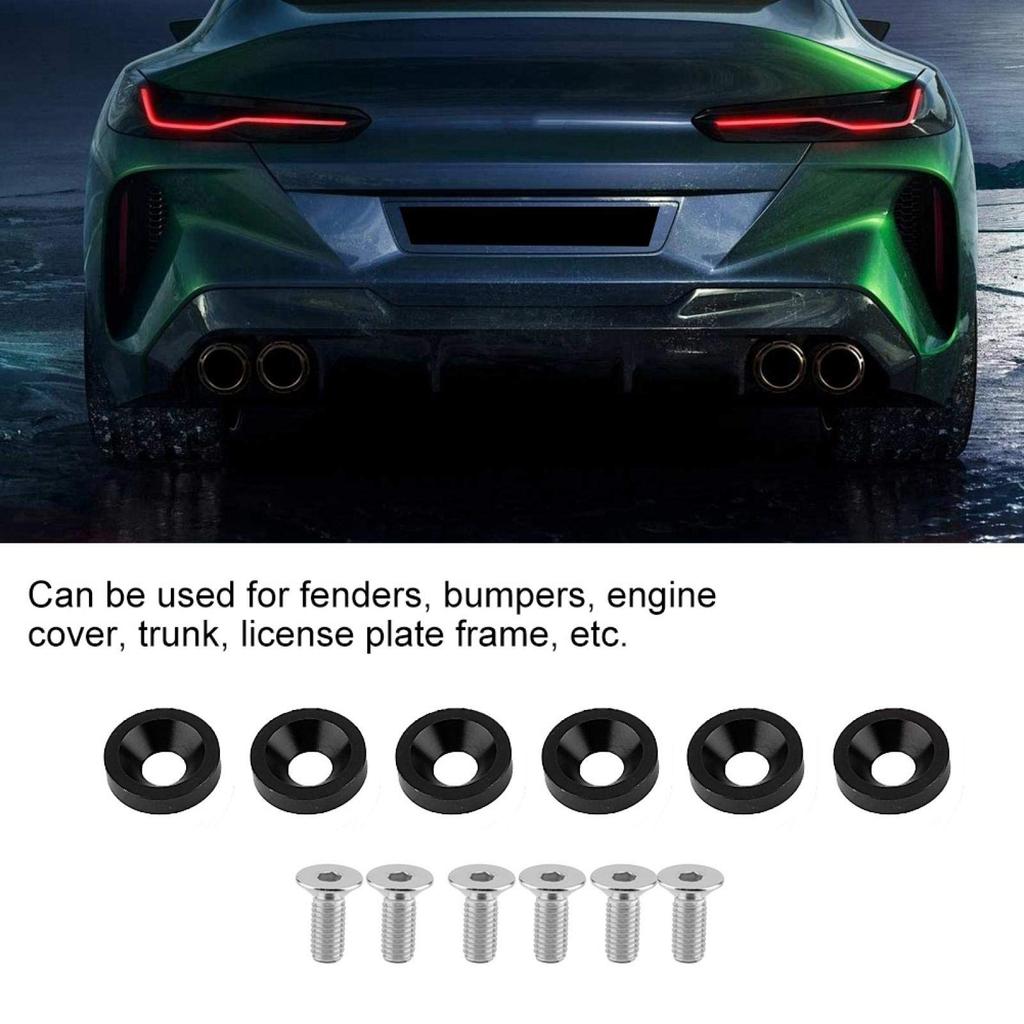 Bolt, M8 Fender Washer-Qiilu6pcs Car Bike Fender Bumper License Plate Frame Engine Cover Washer/Bolt Kit (Black)