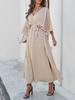 Damen Frühling Sommer Import Mode Elegant Hohe Taille V-Ausschnitt Locker Kleid