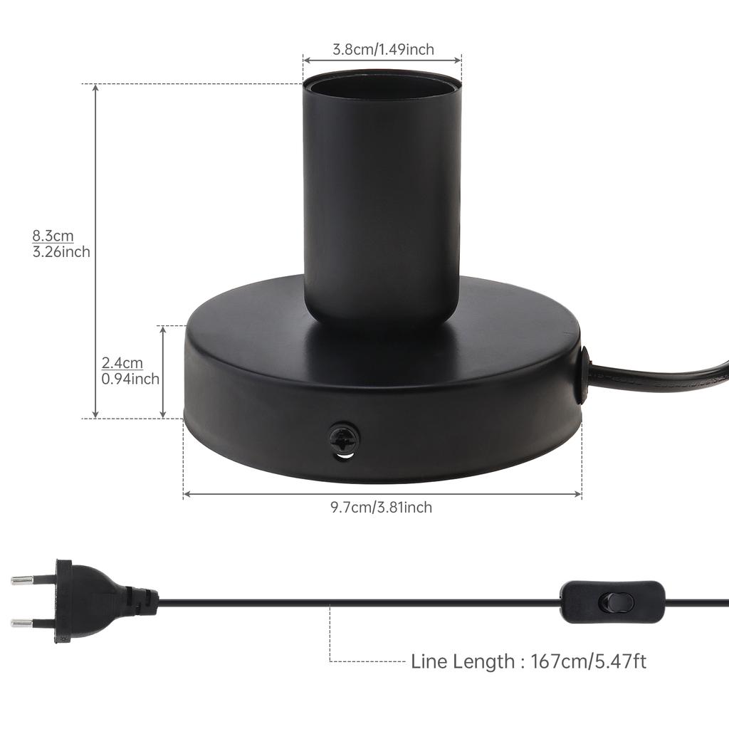 Polished Metal Desktop Lamp Base E26 E27 Bulb Holder Heavy Duty On Off Switch Replacement Secure Fit