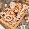 Newborn Baby Toys Hundred Days Wooden Gift Box For Children, Full Moon Baby Soothes Bear, Rattles, Grinds Teeth And Bites