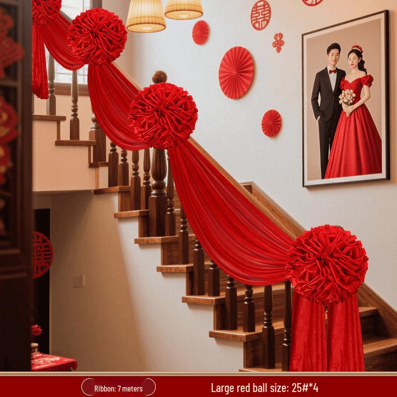 Large Red Hydrangea Wedding Decoration Set for Stairs and Rooms