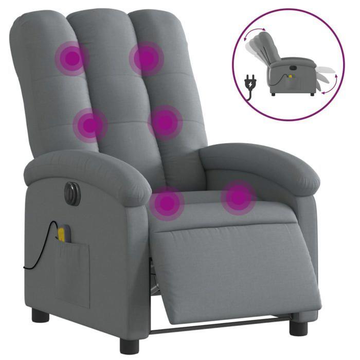 VidaXL Fauteuil Inclinable de Massage Électrique, Chaise de Relaxation avec Dossier et Repose-pied Réglables, Siège de 3204081