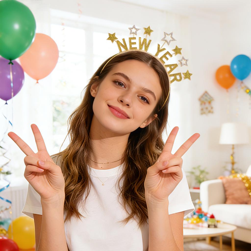 Happy New Years Headbands For Women, New Year’s Eve Hat Star Hairbands New Year Party Supplies Holiday Gifts