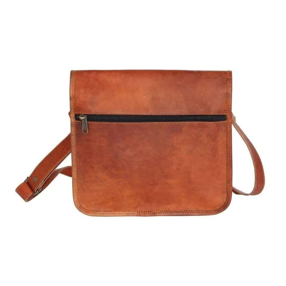 Herre Lær Vintage Laptop Messenger Håndlaget Dokumentmappe Veske Skulderveske