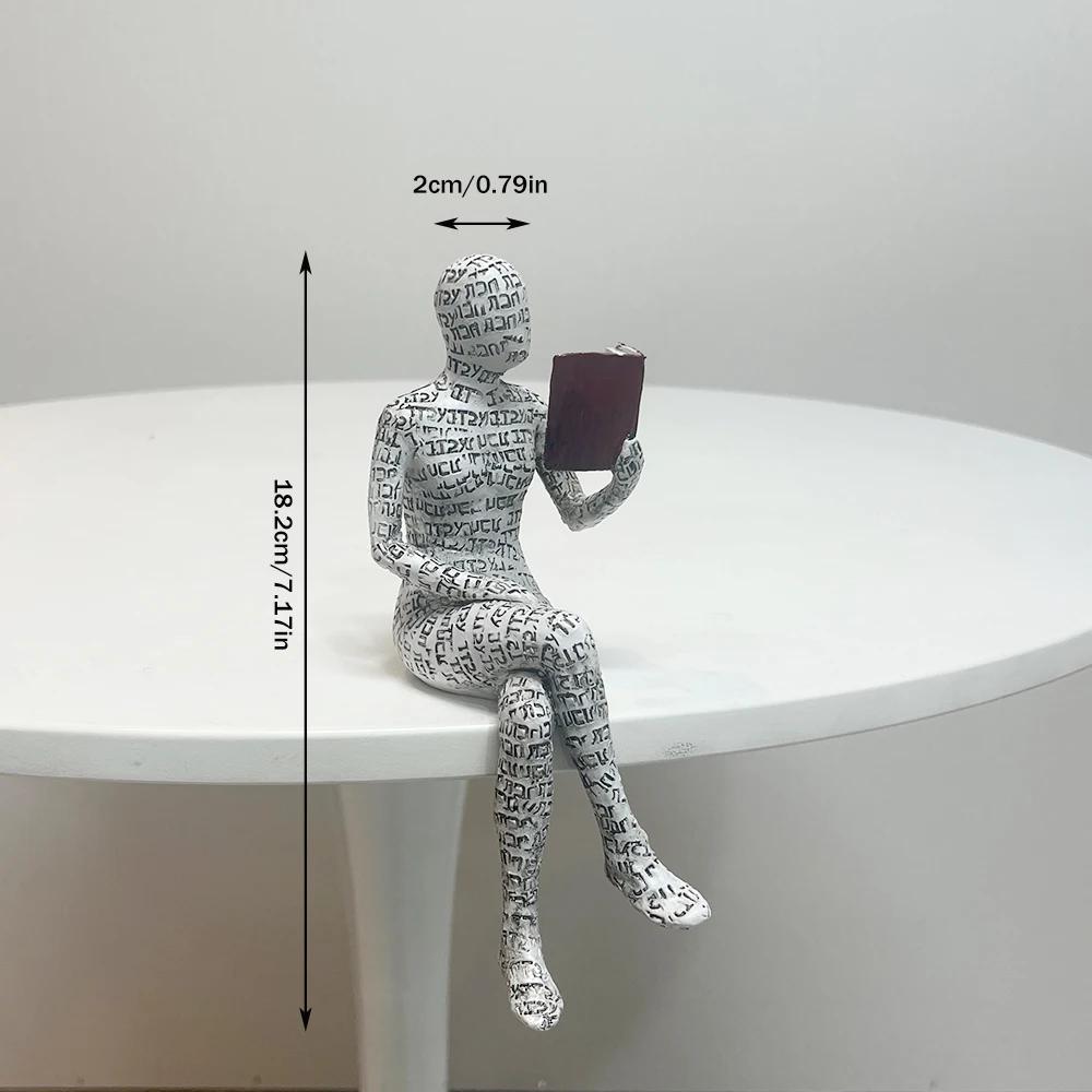 

Abstract Reading Woman Resin Statue, Scandinavian Modern Book Lover Figurine for Desk Bookshelf Home Office Decor, Gift