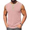 Men Sleeveless Henley Shirt Casual Athletic Tank Top Button Front Muscle Fit Summer Workout Shirt for Outdoor Sports