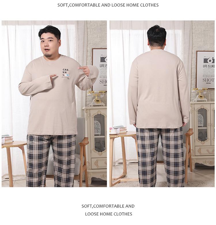 Men's Spring & Autumn Cotton Long Sleeve Pajamas Set for All Ages