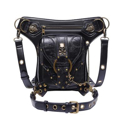Damentasche, europäische und amerikanische Punkkette, Outdoor-Totenkopf-Motorradtasche, Umhängetasche mit einer Schulter, Retro-Handy-Gürteltasche