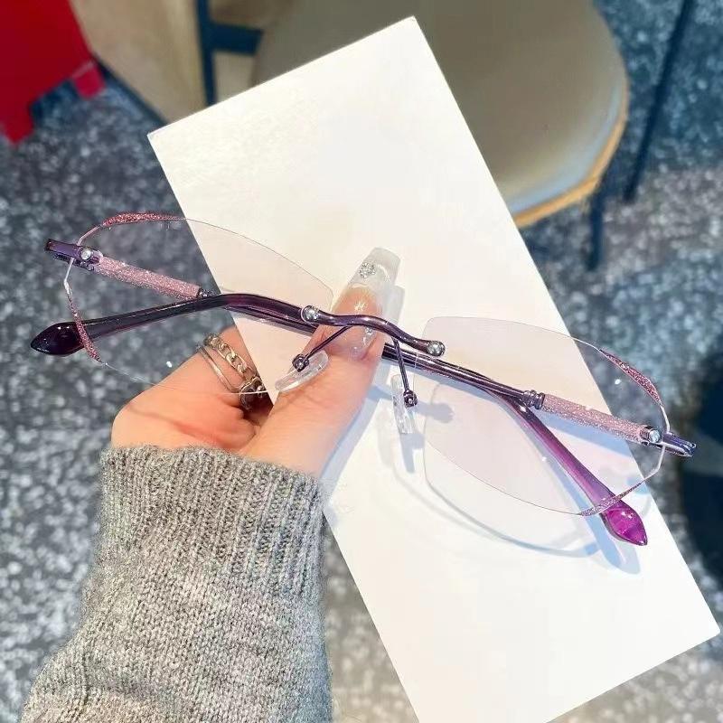 Ladies High-definition Reading Glasses, Fashionable Borderless Glasses, Anti Blue Light Ultra Light Reading Glasses 0 фиолетовый