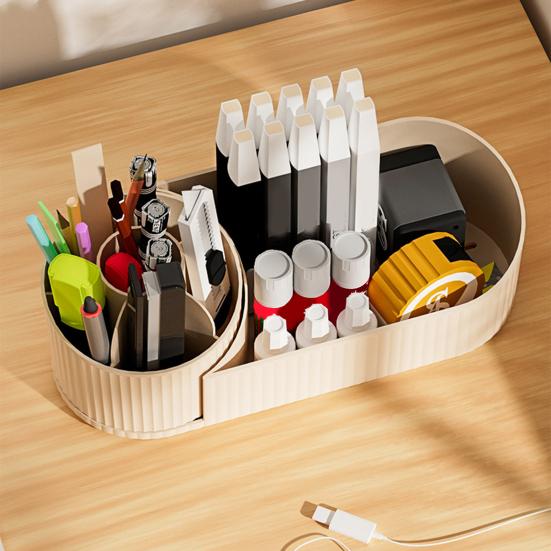 Nástěnný úložný box Organizér na štětce na make-up Velká kapacita Otočný o 360 stupňů Koupelnový úložný regál s přísavkou