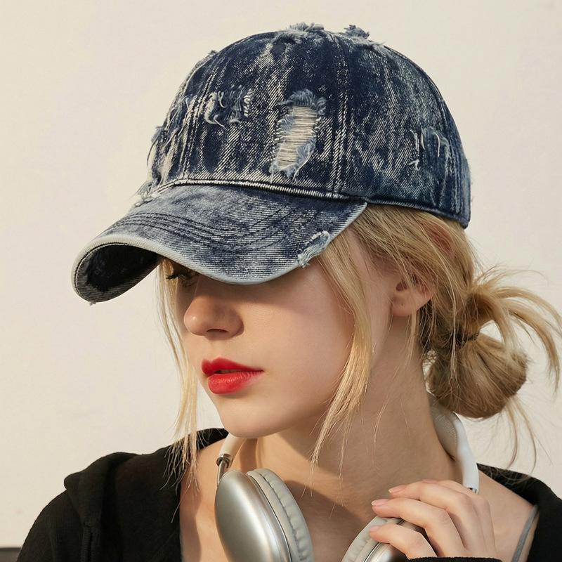 Ripped Denim Baseball Cap Unisex Sun Hat Vintage Cap