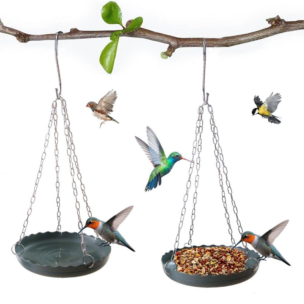 Bird Supplies Adjustable Bird Feeding Tray Plastic with Chain Hanging Bird Bath Bird Water Bowl Bird Food Dispenser Garden